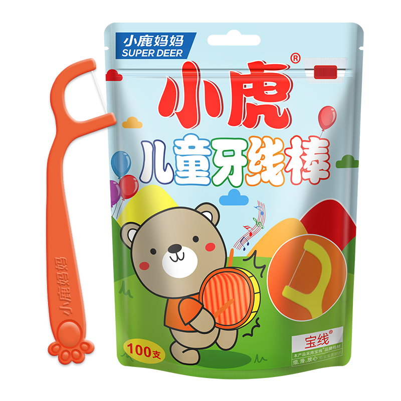 小鹿 小熊儿童牙线100支 拉链袋