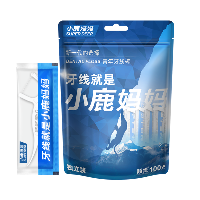 小鹿 青年牙线独立100支 立式袋