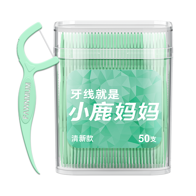 小鹿 青年牙线清新 50支桶装